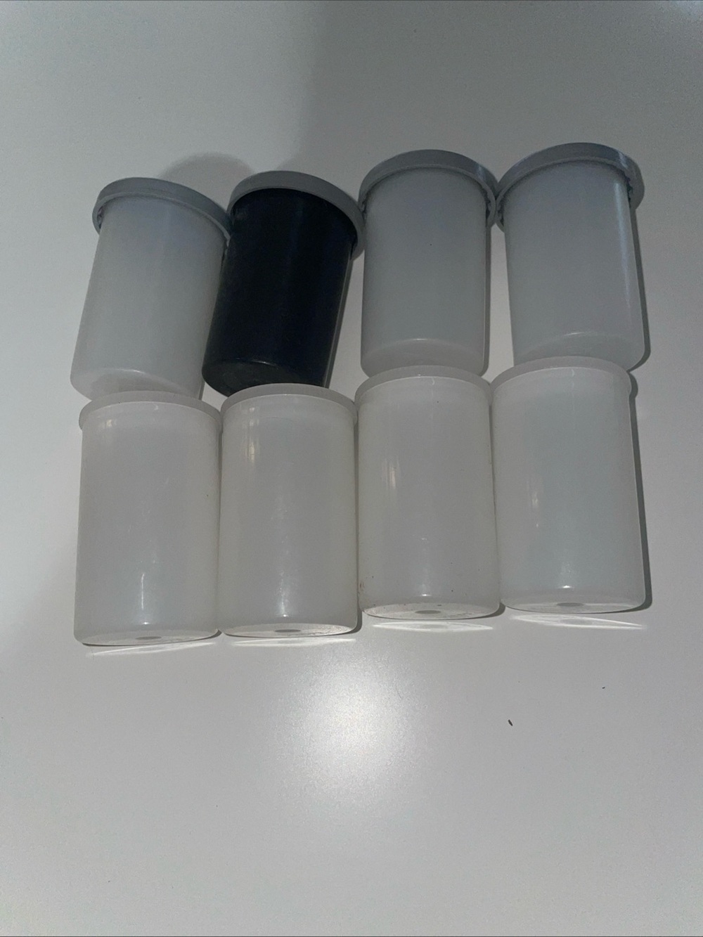 Lot of 8 Black Plastic 35mm Film Canisters